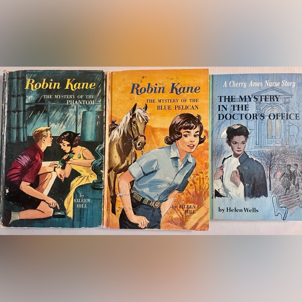 3 vintage books/Robin Kane (2) & Cherry Ames (1). Vintage Hardcover Books 1966